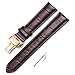 iStrap Leather Watch band -Alligator Grain Embossed Pattern Calfskin Replacement Strap-Stainless Steel Deployment Buckle with Push Buttons-Bracelet for Men Women-18mm 19mm 20mm 21mm 22mm 24mm