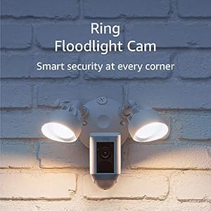 Ring Floodlight Camera Motion-Activated HD Security Cam Two-Way Talk and Siren Alarm, White