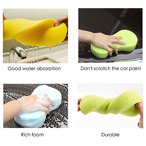 Car Wash Sponges 5pcs Mix Colors Cleaning Scrubber Handy Multi
