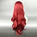 Curly Wavy Wine Red Women Hair Party Little Mermaid Ariel Cosplay Wig 28