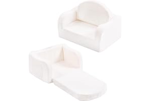 Welnow 2-in-1 Kids Sofa Chair, Convertible Toddler Chair Flip Out Children Sofa Chair with Wave Armrests Folding Kids Play Sofa with Side Pockets & Removable Cover Armchair for Girl or Boy