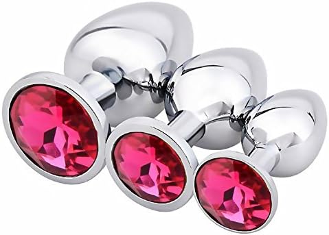 XMMLover 3Pcs Amazing Jeweled Design Stainless Steel Anal Plug Fetish Restraint Set Butt Plug Toy (rose)