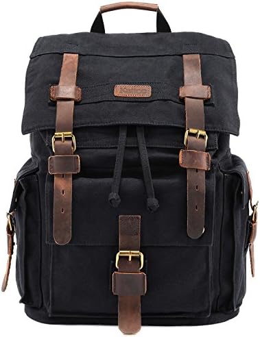 mens canvas leather backpack