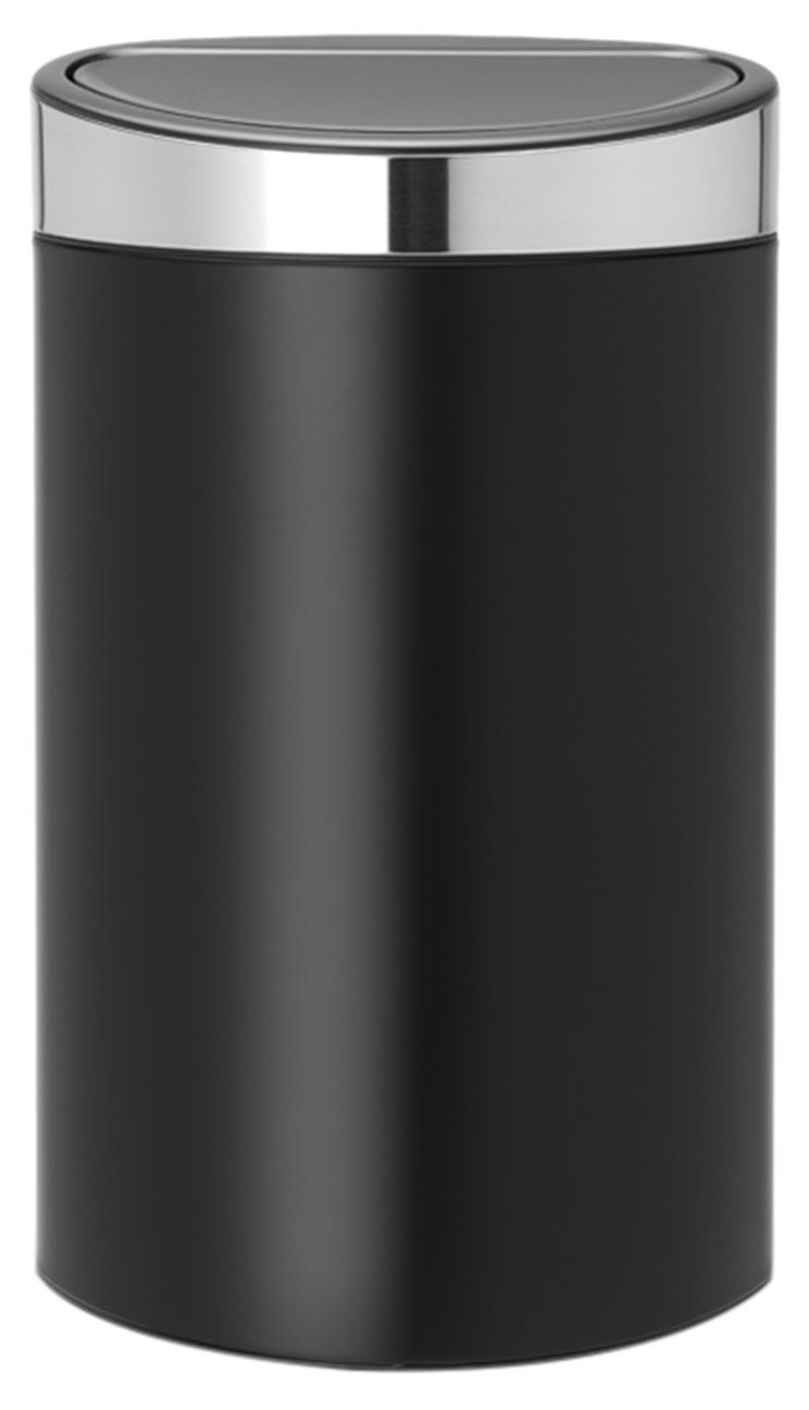 Brabantia 30L Kitchen Touch Bin New (Matt Black/Matt Steel) Removable Lid, Soft-Touch Open, Easy Clean Rubbish Waste Bin Plus Bin Bags — image 1