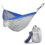 ELEMENTEX Portable Parachute Nylon Travel Camping Backpacking Hammock - Large Silver & Blue