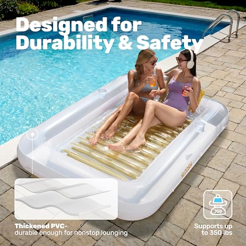 Sloosh Gonflable mats 178 x 116 cm pour Piscine, Bain de Soleil pour Adultes, Flotteur de Piscine, Matelas Gonflable pour Adultes, divertissements d'été, fête Aquatique (Fleur Violette)