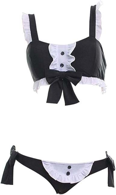 Amazon Com Yomorio Anime Maid Outfit Lingerie Lolita Cute Japanese Bra And Panty Set Two Piece Ruffle Bikini Black Clothing