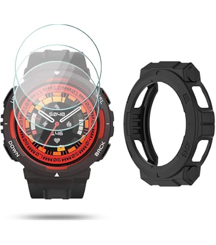 Coque De Protection + 3 Films Verre Trempé Pour Amazfit T-Rex 3 Pro 48mm - Anti-choc Et Anti-rayures - 3