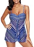 Papaya wear Two Piece Tankini Push Up Swimsuit for Women Geo Printed