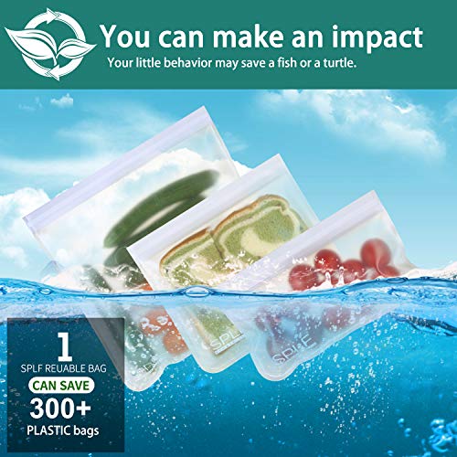 SPLF 10 Pack Dishwasher Safe Reusable Sandwich Bags, Reusable Storage Bags, BPA Free Quart