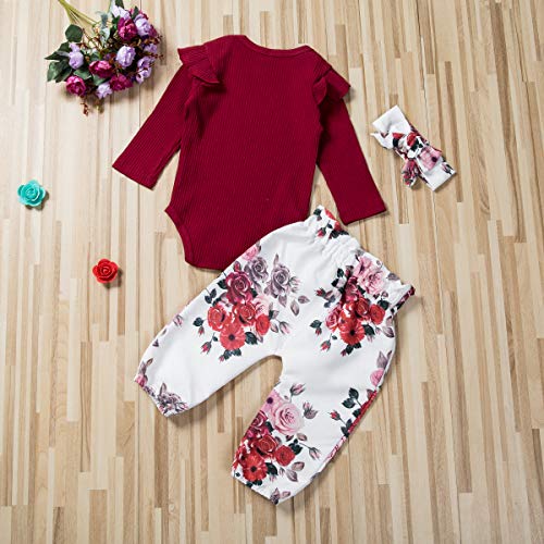 Neugeborene-Baby-Girl-Floral-Romper-Tops-Overall-Lange-Hosen-Stirnband-Outfits-Kleidung-Sets