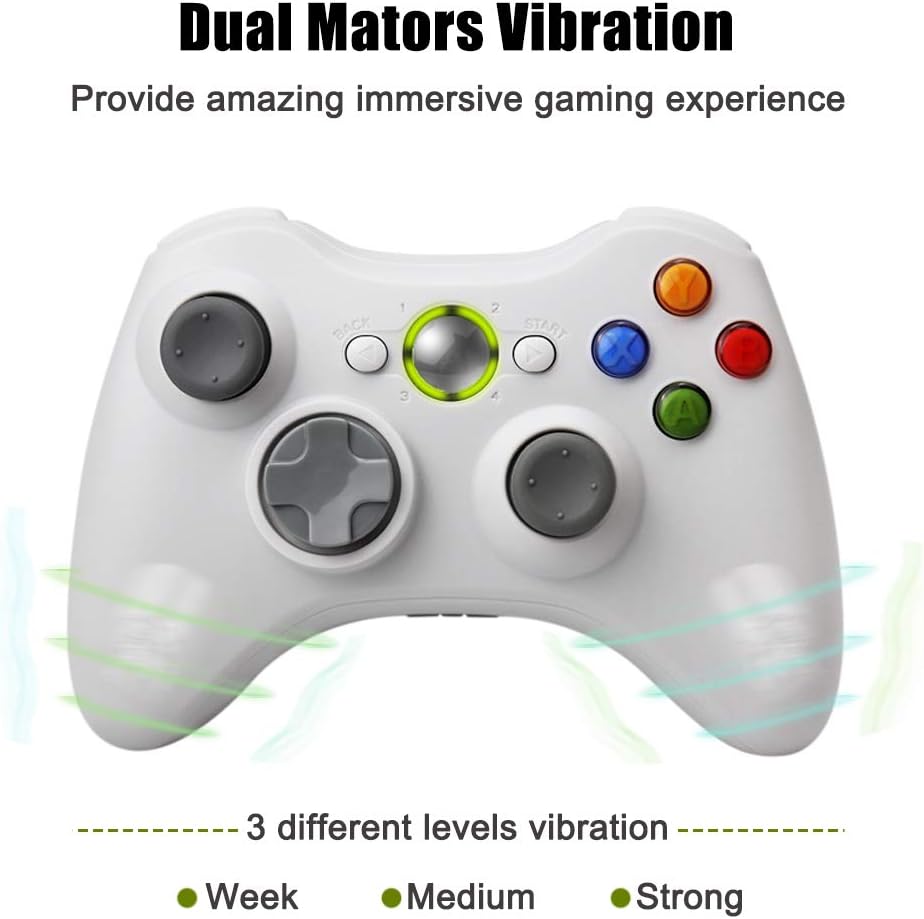 Vinklan Wired Xbox 360 Controller Compatible with Microsoft Xbox 360 & 360 Slim/Windows 7/8/10 (White): Computers & Accessories