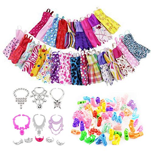 35 Pezzi Di Vestiti Accessori Di Gioielli Per Bambola Barbie, Compresi Vestiti Di Moda Abiti Abiti Scarpe Collana…