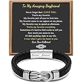 Gift for Men Black Braided Leather Infinity Bracelet for Men Dad Husband Boyfriend Son Grandson Brother Nephew Uncle Forever Linked Together Stainless Steel Engraved with Love You Forever Jewelry 7.5|8.5|9 Inches
