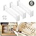 Runpo Adjustable Drawer Divider 6 Pack with Traceless Transparent Nano Gel Mat Tape Strong Secure Hold in Place - for Bedroom Bathroom Baby Drawer Desk Kitchen Drawer Storage White