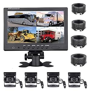 Vans RV Backup Cameras Kit, 9 inch Monitor+4 Camera’s. 4-split Display 4-kanaals Video, Ip68 Waterdichte Nachtzicht…
