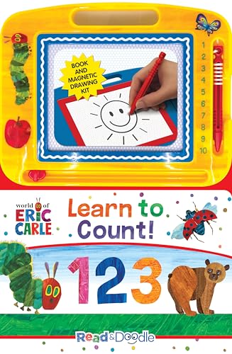 The World of Eric Carle Learn to Count 123 Read & Doodle - Learning resources for kids, a magnetic drawing pad, an easy-to-use pen, 22-page board book for reading and drawing