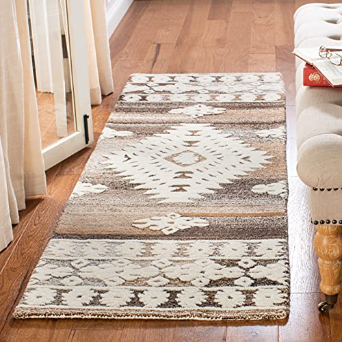 SAFAVIEH Aspen Collection Runner Rug - 2'3" x 11', Ivory & Light Brown, Handmad…
