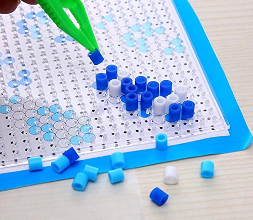 Perler Beads Fuse Beads Craft DIY-Tweezer,Peg Boards,Ironing Paper,Color Paper,Accessories-Jigsaw Puzzle Craft Windbell Christmas Gift(blue)