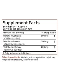 Bronson seta complejo, Maitake – Reishi – Shitake 600 mg, 120 °Cápsulas