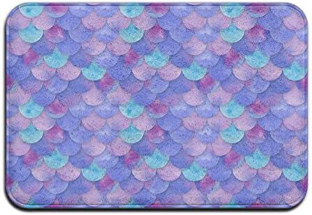 Fish Scales Purple Bathtub NonSlip Cute Coral Velvet Antiskid 15.7'' W?23.6'' L Protection Crural Mat Rectangular Doormat