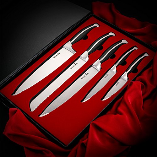 Bluesim Knife Set,Kitchen Knife Set - 5 Piece Knives Sets Including Carving Utility Chef and Paring Knives,Super Sharp Chef Knife Set with Gift Box