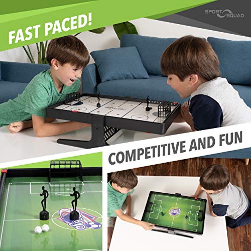 Sport Squad Flux Magnetic Reversible Soccer & Hockey Tabletop Multi Sport Game Set - Portable Mini Desktop Set - Great for Kids and Adults - Magnet Miniature Table Game