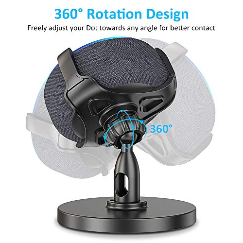 Pobon Table Holder for Echo Dot 3rd Generation, 360° Adjustable Stand Bracket Mount for Smart Home Speaker, Improves Sound Visibility and Appearance, Dot Accessories (Black)