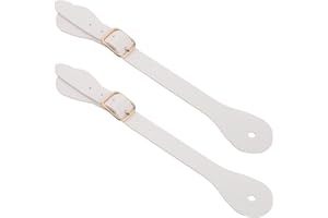 Ciieeo Adjustable White Spur Straps 1 Pair Artificial Leather Equestrian Riding Equipment with Buckle