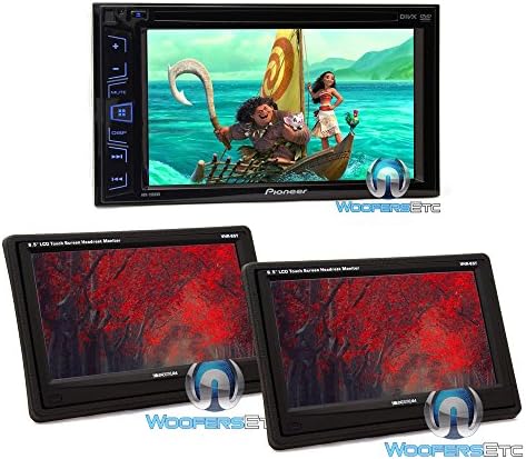 pkg (2) Soundstream VHR 65T 6.5" LCD Touchscreen Headrest Monitors + Pioneer AVH-190DVD 2-DIN In-Dash 6.2" Touchscreen LCD Display DVD USB A/V Receiver