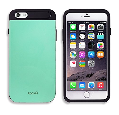 iPhone6 Plus / iPhone6S Plus (5.5" screen) Wallet Case [Card Slot] [Heavy Duty] Slim Fit Hybrid Tough Shield Rubber Back Bumper Slide Cover For Apple iPhone 6 6S Plus + (Mint)