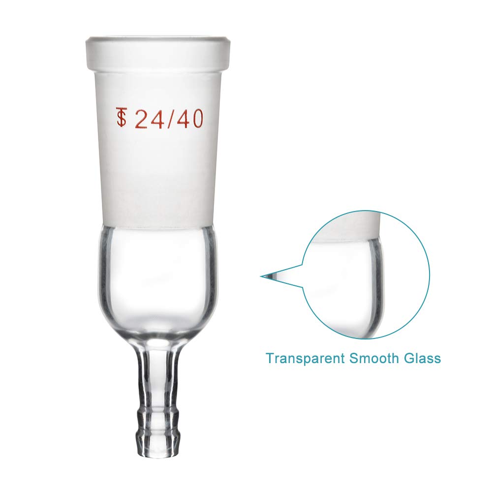 StonyLab Glass Straight Inlet Adapter with 24/40 Female Glass Joint Outer Joint and 8mm ID 12mm OD Hose Connection Lab Glassware - Image 4