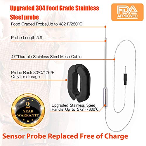 Beaspire Bluetooth Meat Thermometer for Grilling with APP (2 Probes) Digital Wireless Remote Grill BBQ Smoker Thermometer Oven Safe for Smokers Kitchen Food Cooking