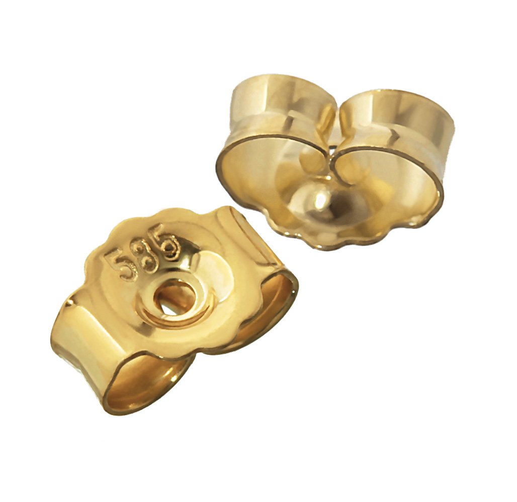 NKlaus 3 Pairs Gold 5,2mm Studs for Earrings Stud Earrings pousettes Ear nut Butterfly Butterfly Clasp Hole: 0,8mm 4822