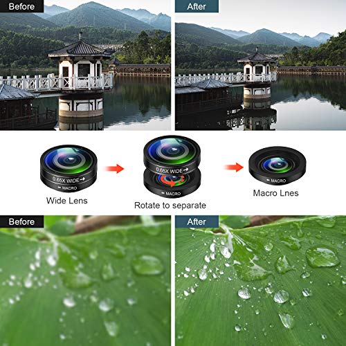 Phone Camera Lens, 5 in 1 iPhone Camera Lens Kit - 12x Telephoto Lens+180°Fisheye Lens+0.65x Wide Angle Lens+12x Macro Lens+Star Filter Lens,Phone Photography Video Lens with Tripod+Remote Shutter - Thumbnail 4