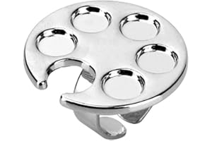 GALYACHT Silver Mini Manicure Palette Metal Paint Palette Finger Rings Nail Art Tools Makeup Palettes