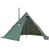 WaldZimmer Hot Tent with Stove Jack 13.2FT 2-4 Person Tipi Tent with Snow Skirt Waterproof Wind-Proof Family Tents for Campin
