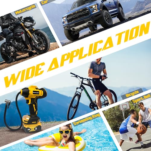 Tyre Inflator Portable Air Compressor for DeWalt 20v Max Battery Power,160PSI Cordless Portable Electric Air Pump with Digital Pressure Gauge for Car Motorcycles Bike Sport Ball Auto(No Battery)