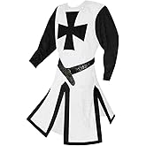 Runcati Mens Medieval Crusader Knights Tunic Renaissance Warrior Templar Cosplay Costumes Tops
