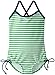 Kanu Surf Girls' Layla Beach Sport Banded 1 Piece Swimsuit, Bali Green Stripe, 3T