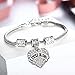3PCs Crystal Love Heart Charm Little Sis Middle Sis Big Sis Bracelet Sister Jewelry Gifts (Clear)