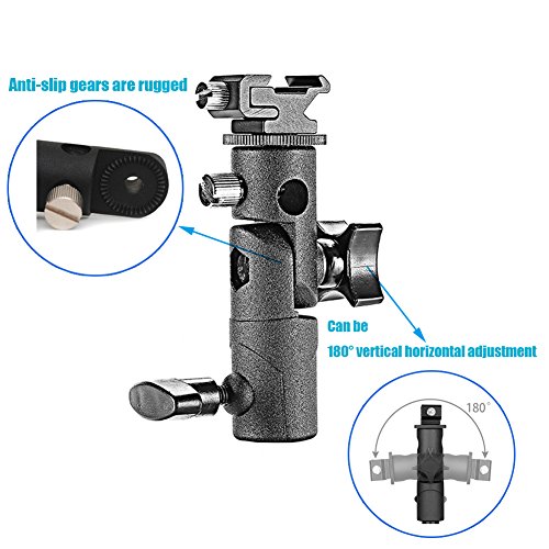 Camera Flash Speedlite Mount Stand and Umbrella Holder Mount 180°Swivel Light Stand E Type Light Bracket for Camera DSLR Nikon Canon Pentax Olympus and Other DSLR Flashes Studio Light LED Light - Thumbnail 4
