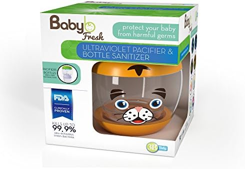 Portable Ultraviolet UV Pacifier Bottle Sanitizer &amp; Pacifier With Bottle Nipple, Teething Toys, and Sippy Cups Sanitizer - Kills Germs &amp; Bacteria, and Keeps Babies Safe - Tiger By Baby B Fresh
