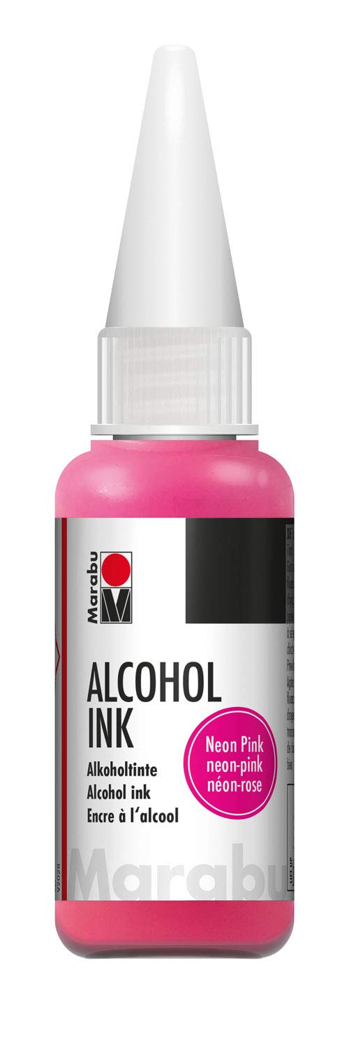 Marabu 12160059334 - Alcohol Ink Neon Pink, 20 ml, Alcohol Ink, for Fluid Art, Resin Art and Epoxy Resin, for Non-Absorbent Surfaces, Coated Special Paper, Metal, Ceramic and Glass