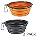 Collapsible Dog Bowl, Comsun 2-pack Dog Travel Bowl, Foldable Expandable Cup Dish for Pet Cat Food Water Feeding Portable Travel Bowl Orange and Black Free Carabiner