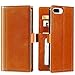 iPhone 8 Plus Case,iPhone 7 Plus Case - iPulse Genuine Italian Full Grain Leather Handmade Flip Wallet Case for iPhone 7 Plus and 8 Plus (5.5 inches) - [Card Slots Holder] - Cognac