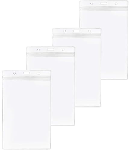 Lot De 100 Porte-badges Mifflin Avec Lanières Noires - Pochette XXL Transparente 12.2x17.8 Cm - Pour événements