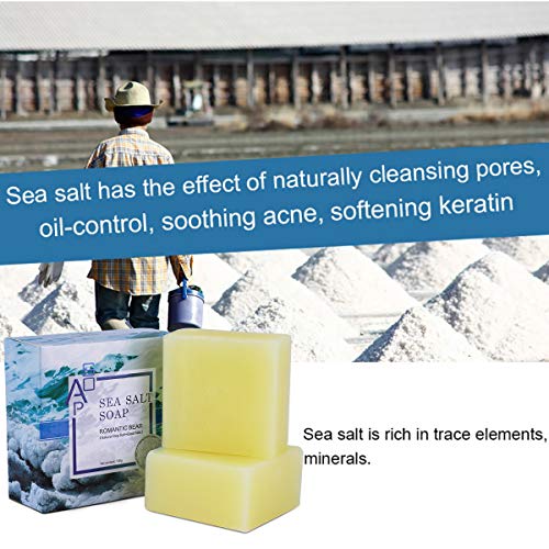 2PCS Sea Salt Soap Bars with Goat's Milk Natural,ROMANTIC BEAR Blackhead & Acne Scars Remover,Anti Cellulite Soap Deep Facial Cleaning For Natural Dry And Oily Skin - Thumbnail 5