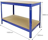 Monster Shop Workbench Garage Table 2 Shelves 90x100x60cm Blue Heavy Duty view 8