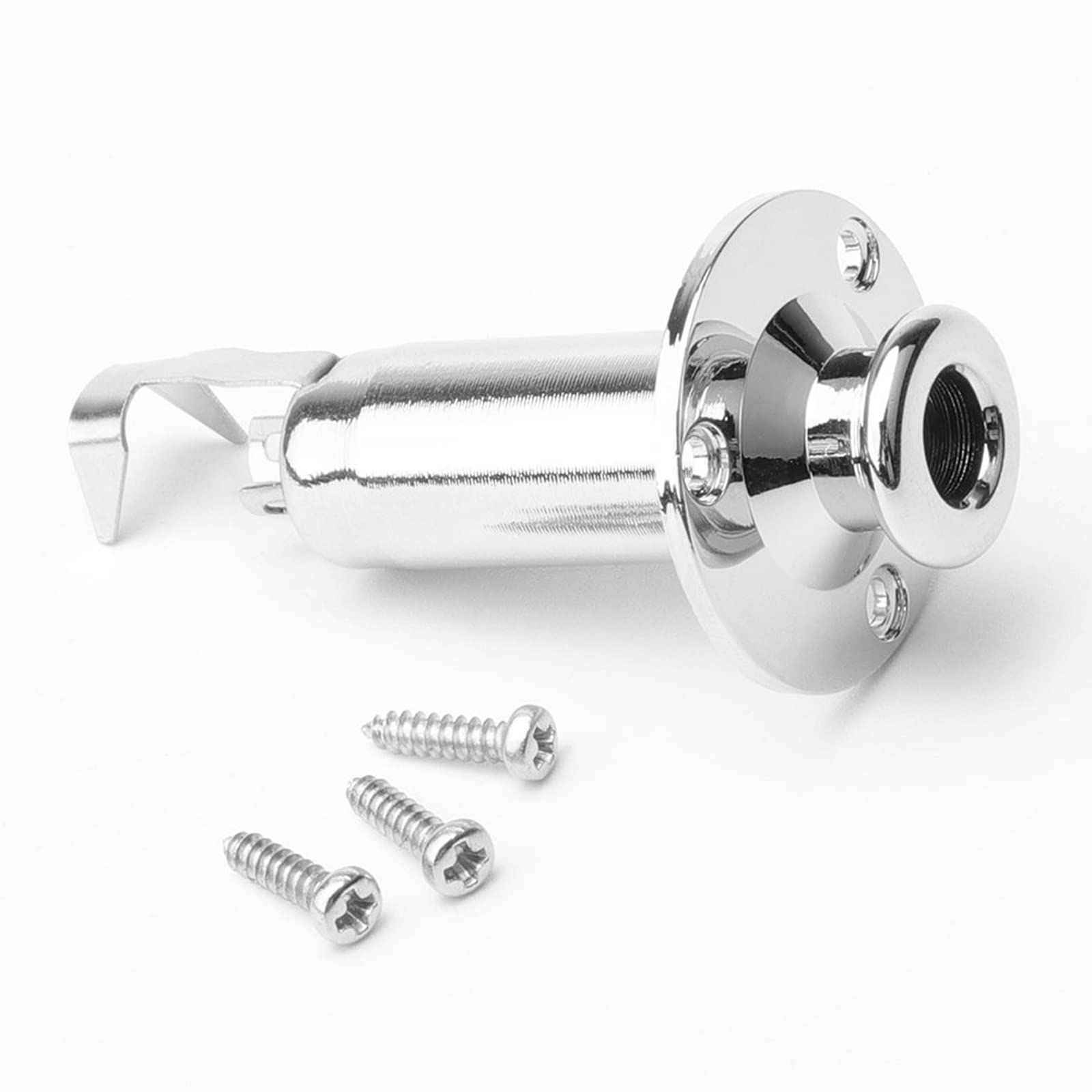 Chrome 3 Total Prongs Electric Guitar End Pin Stereo Input Output Jack Socket 6.35mm